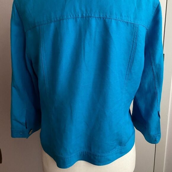 Ruby Rd. Petite Beaded Button Jacket Top | Vibrant Blue Statement Layer - Picture 6 of 9